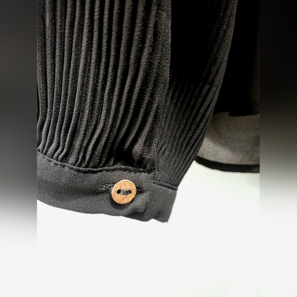 Zara Size XS Women's Blouse, Black, Semi-sheer, Ruffle/Frills, Ribbon, Romantic - Picture 4 of 4